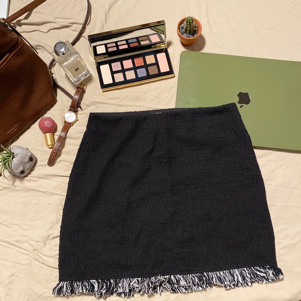 Zara Black Mini Skirt with Frayed Details